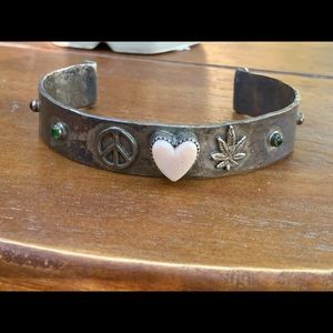 COPY - Peace ☮️ Love ❤️ 420! Sterling Silver Artisan Chunky Cuff Bracelet